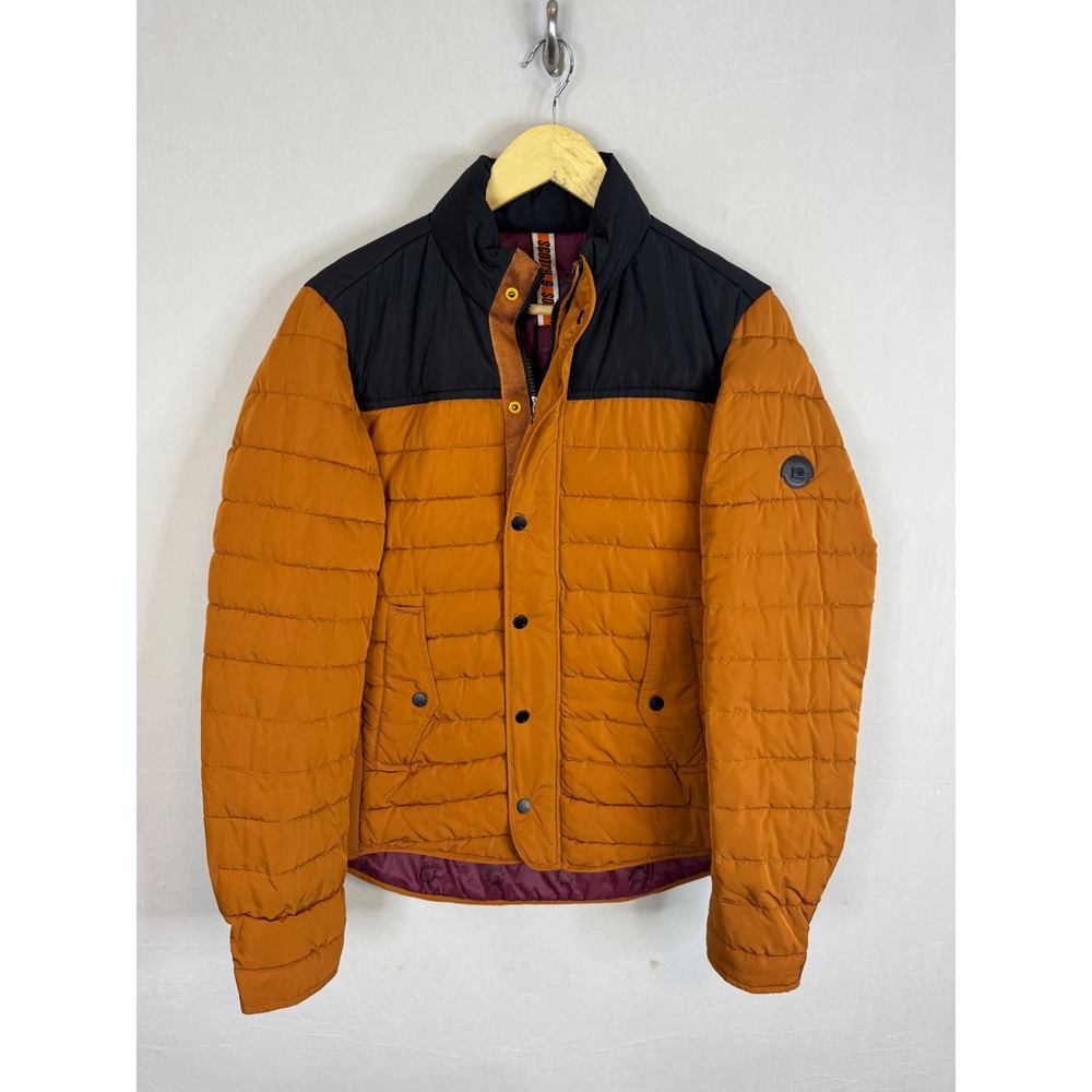 Scotch & Soda Mens Primaloft Mid-Season Puffer Jacket Orange Black